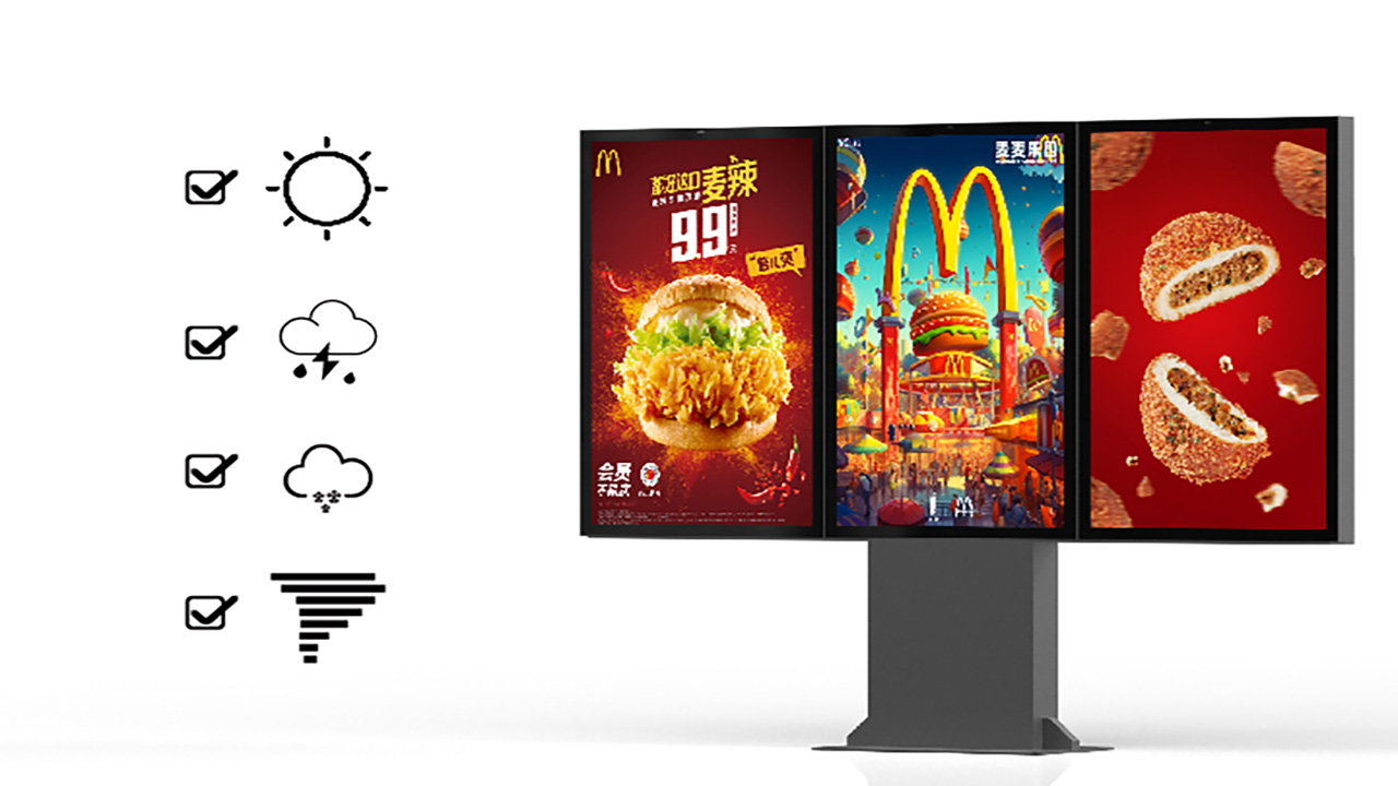 No Touch Digital Menu Board Triple Display DOCAS EN