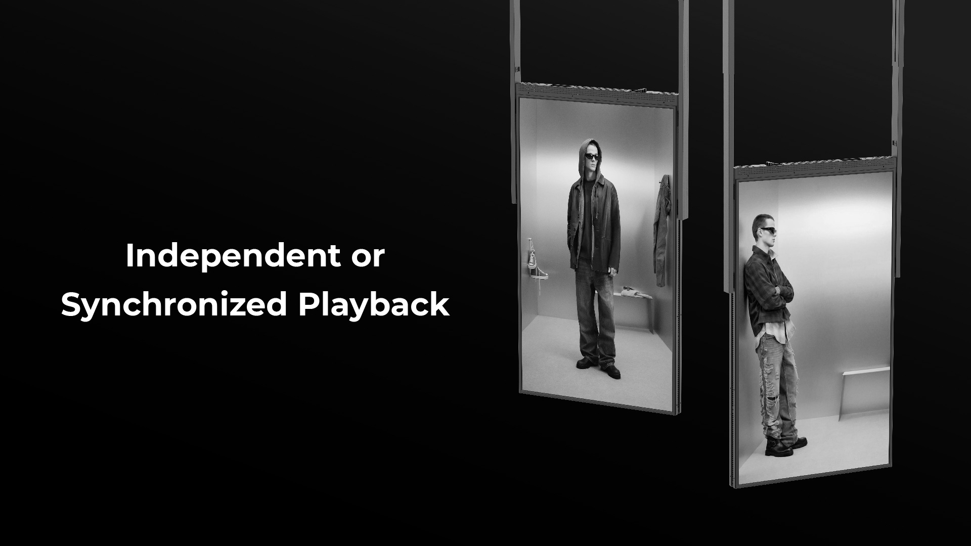 Independent or synchronized content playbackSupports mirrored or independent content on both displays to meet a wide range of application requirements.